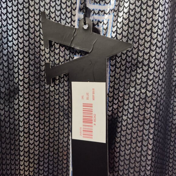 VARSARI BLUE SILVER GREEK KEY MAN'S DRESS SHIRT - Picture 4 of 12